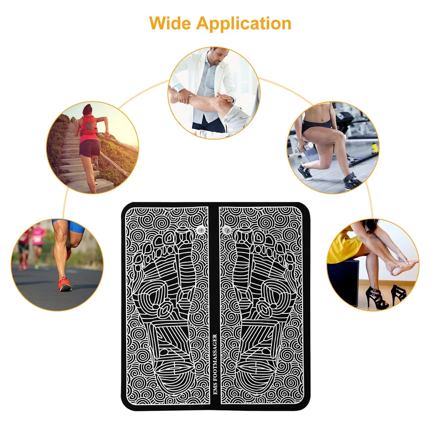 GLONXDE EMS Foot Massage Pad Rechargeable 6 Modes 9 Levels