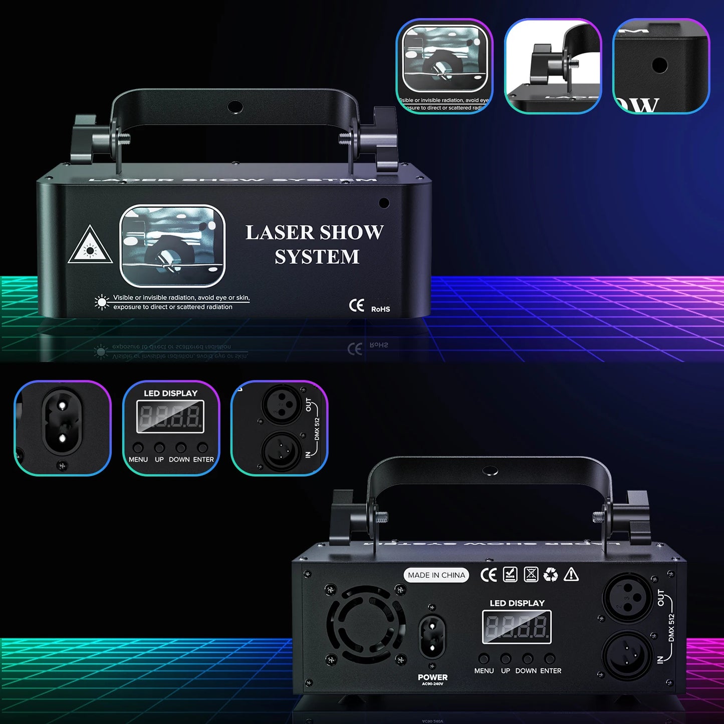 Datewink LED Stage Lights RGB Scanner Beam Projector Stage Lighting Effect DJ Disco Light DMX512 For Wedding Birthday Party Show