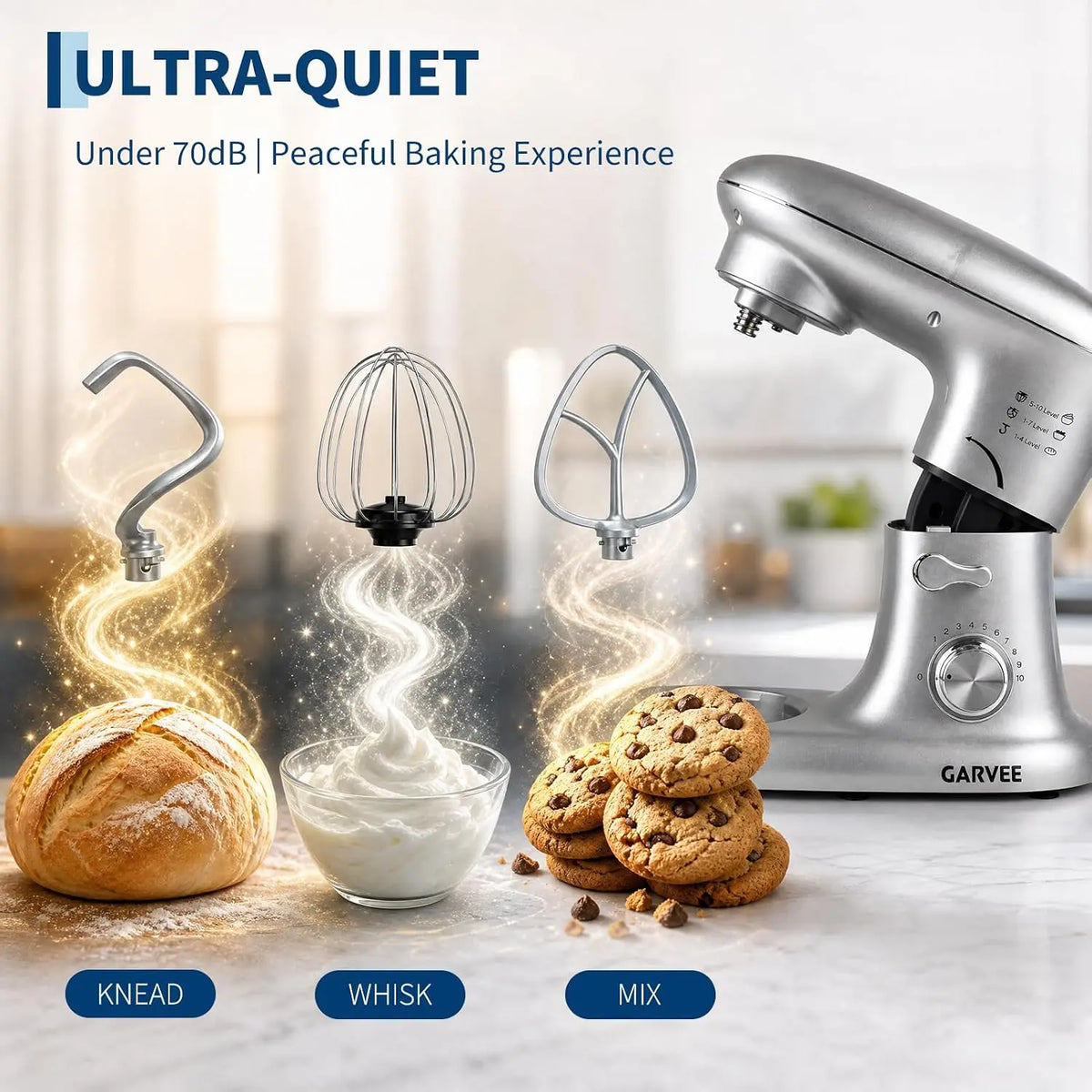 Tacleekii 500W Tilt Head Stand Mixer with Stainless Steel Bowl