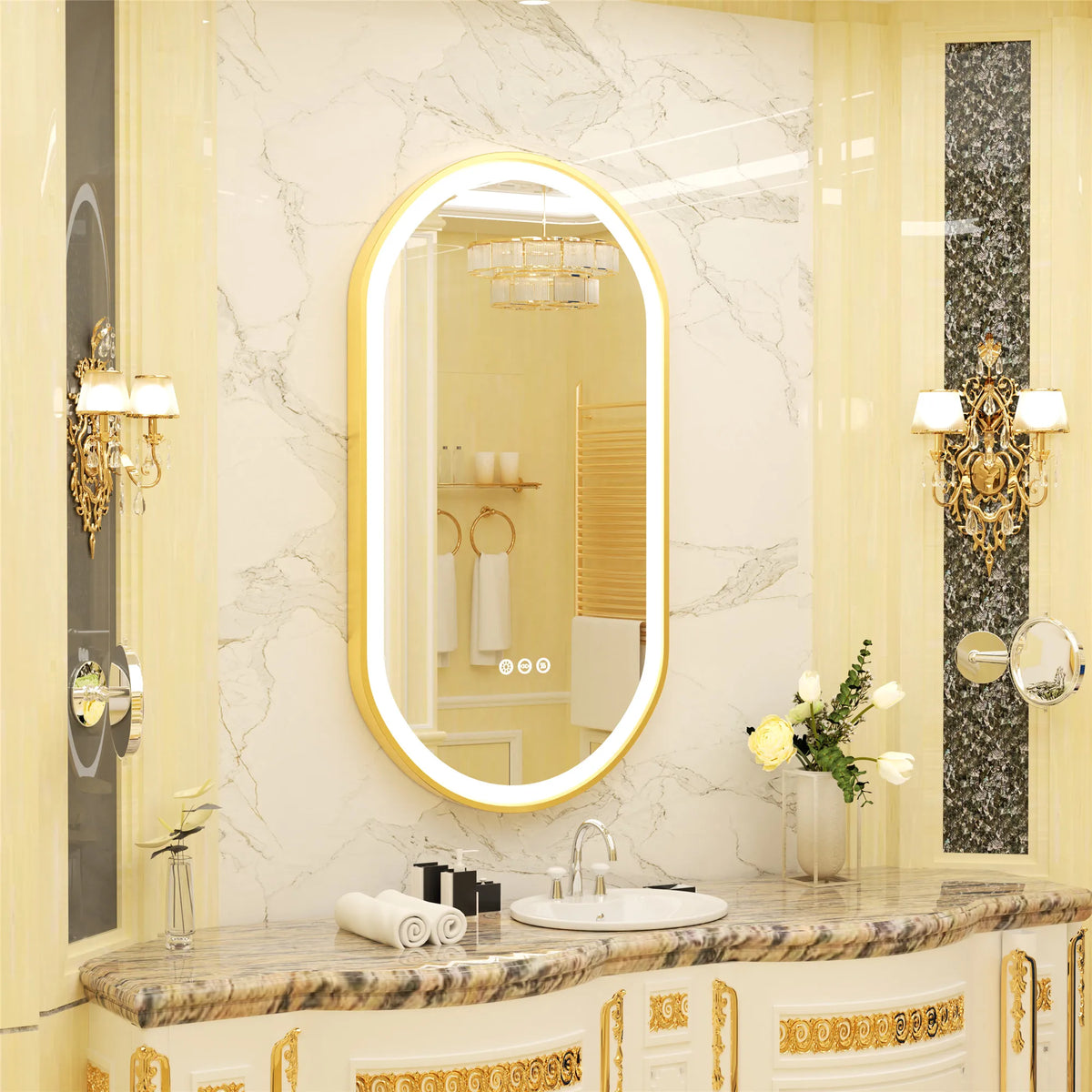 Wisfor Dimmable Led Oval Vanity Mirror Wall Mount Anti Fog