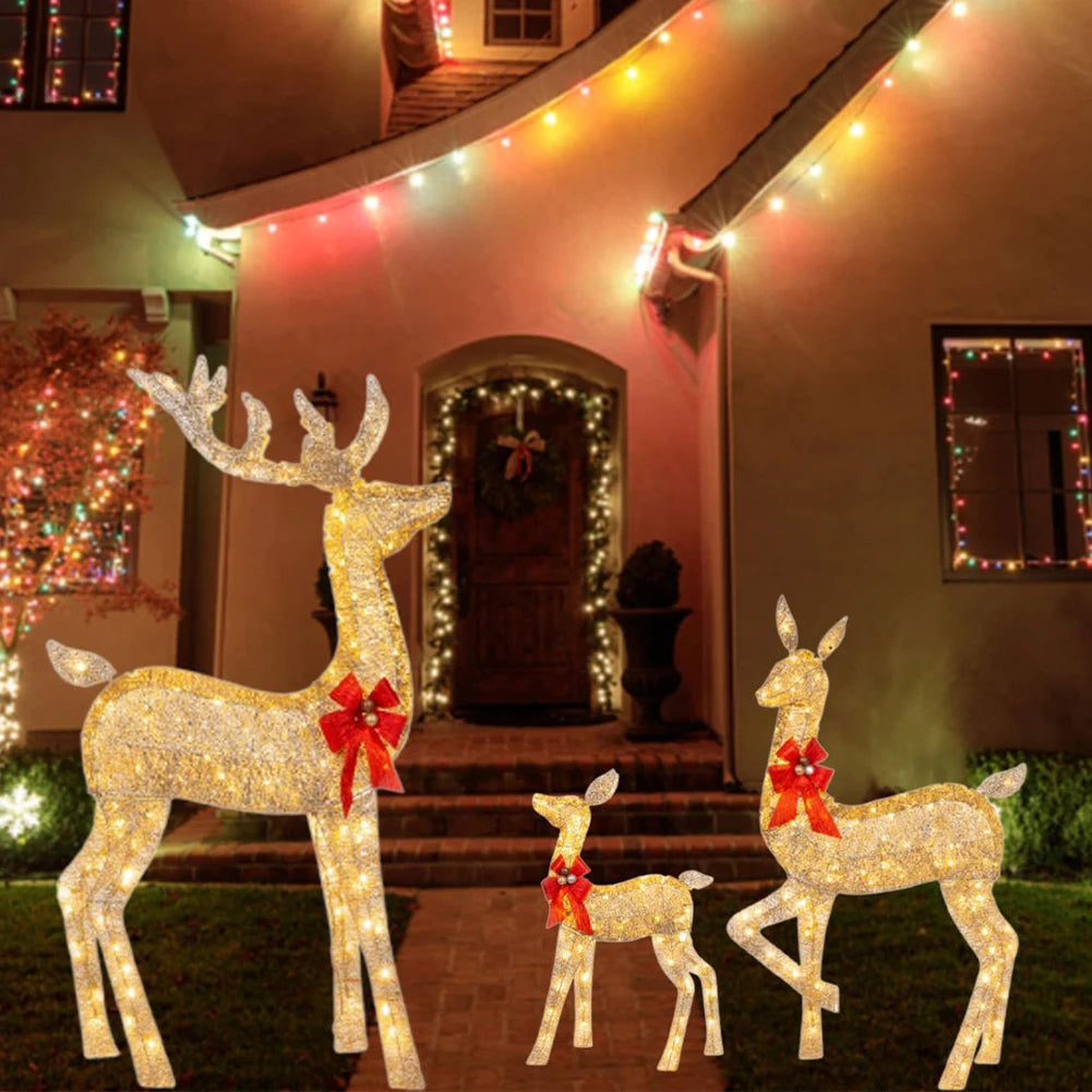 Electronic 3 Piece Christmas Deer Family Decor Lighted Reindeer Set