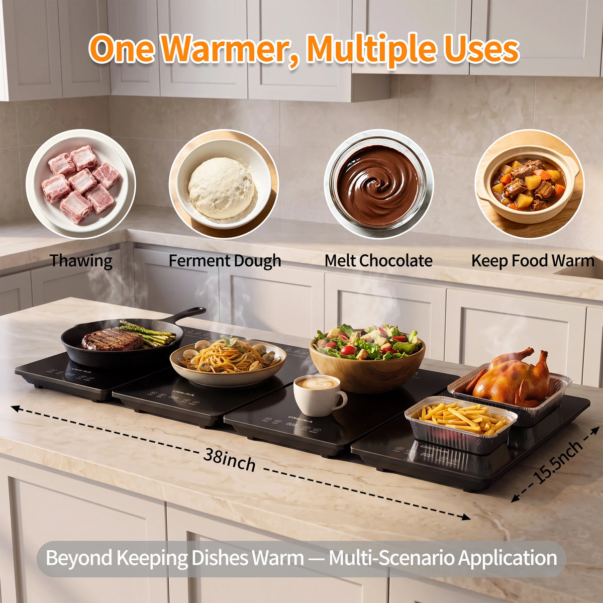 GOUKA Modular Electric Food Warming Tray With Adjustable Temperature Control