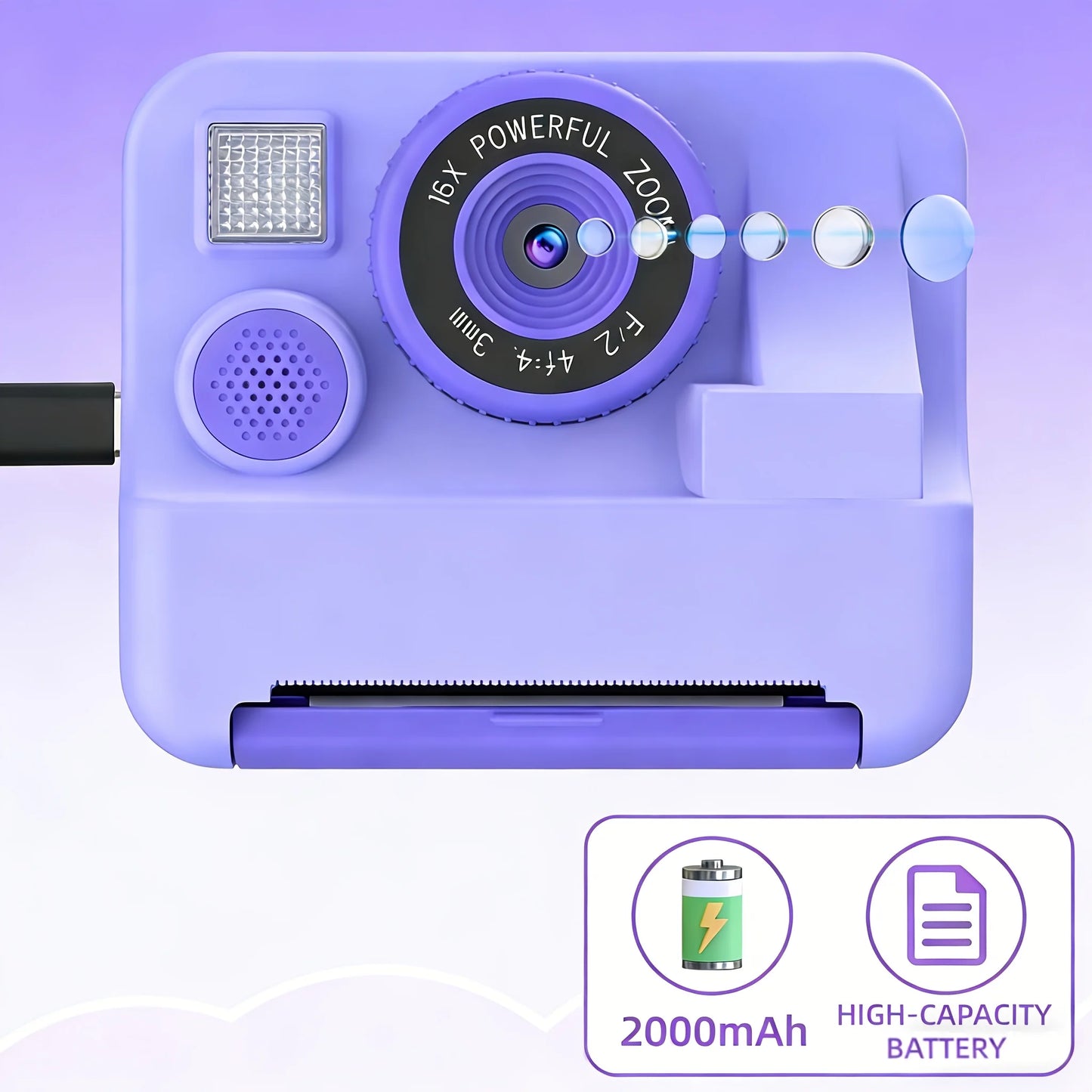 Instant Print Camera For Kids With Front And Back Cameras