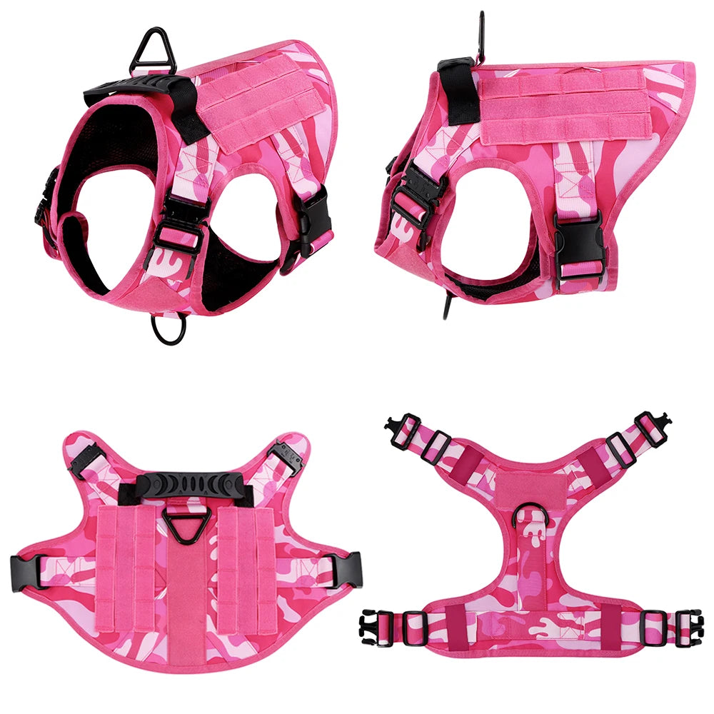 Petravel Dog Harness Tactical Training Vest Nylon Adjustable Camouflage Pattern