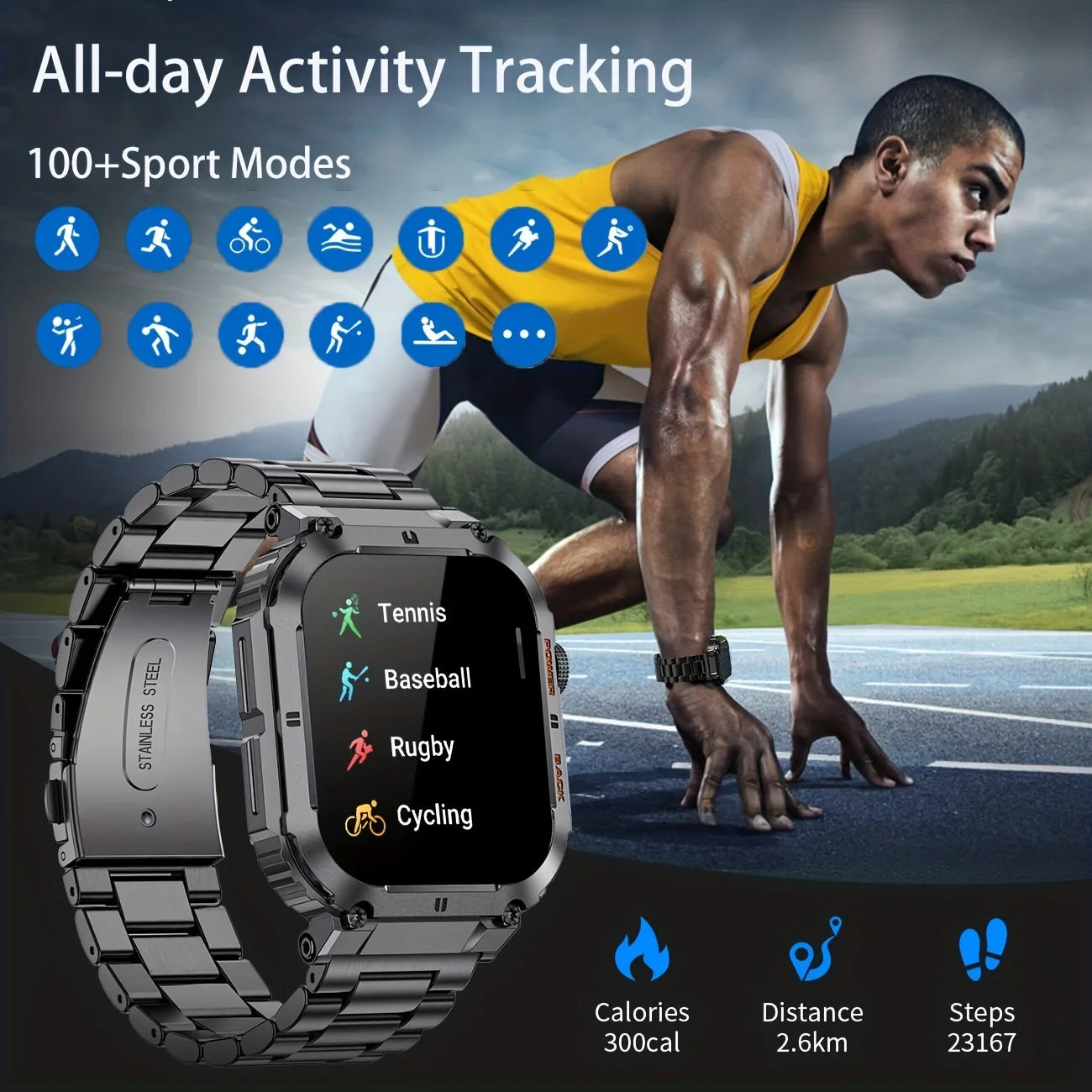 LIGE Outdoor Fitness Smartwatch For Men Blood Oxygen