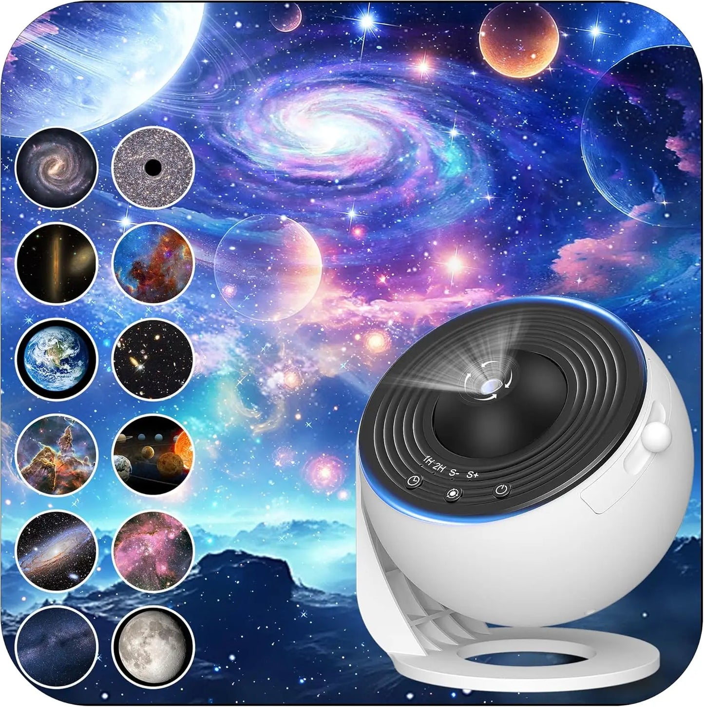 Galaxy Projector for Bedroom, HD Image Star Projector, Adjustable Galaxy Light Knob, 13 Film Discs, Planetarium Projector for Ki