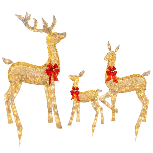 Electronic 3 Piece Christmas Deer Family Decor Lighted Reindeer Set