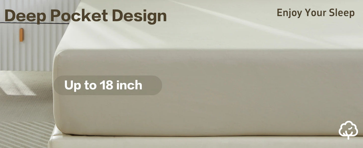 LISSTHERCN Fitted Sheet Set 3 Piece Cotton Bedding