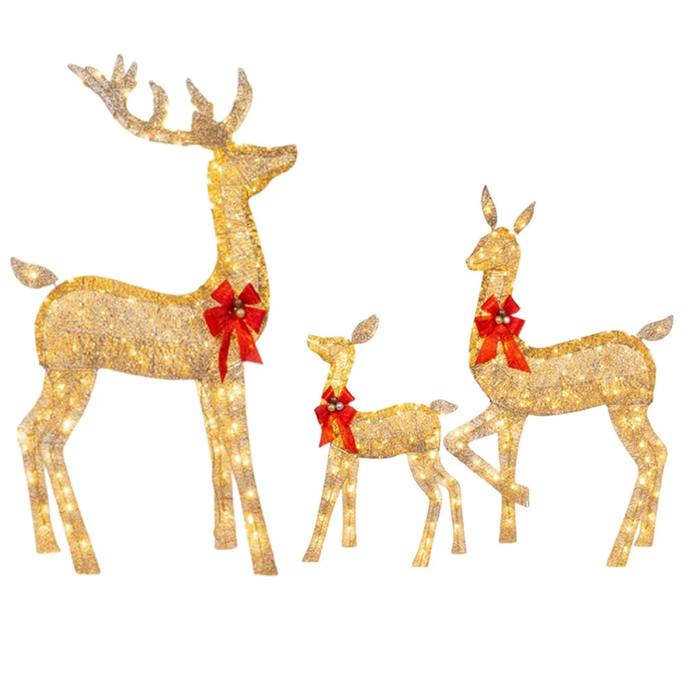 Electronic 3 Piece Christmas Deer Family Decor Lighted Reindeer Set