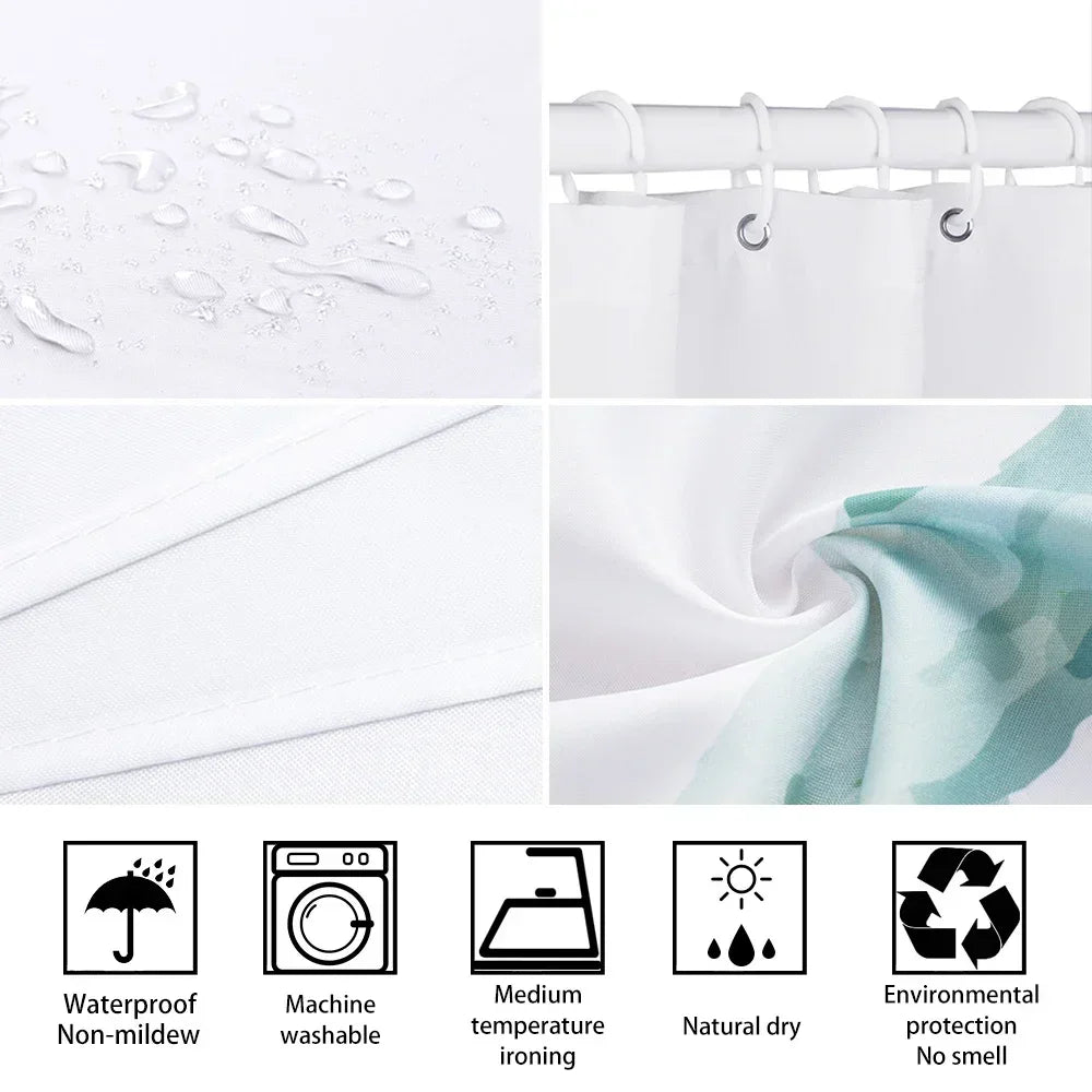 JEJOMEAG Marble Shower Curtain Textured Pattern Polyester Washable