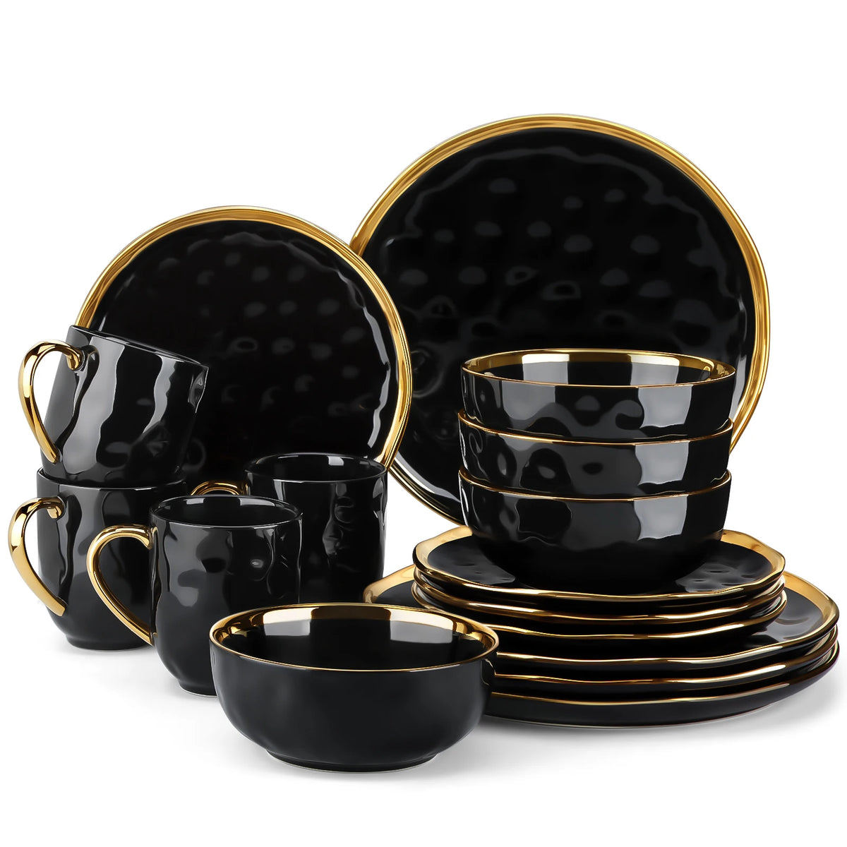Malacasa Porcelain Dinnerware Set With Gold Trim Ceramic Tableware