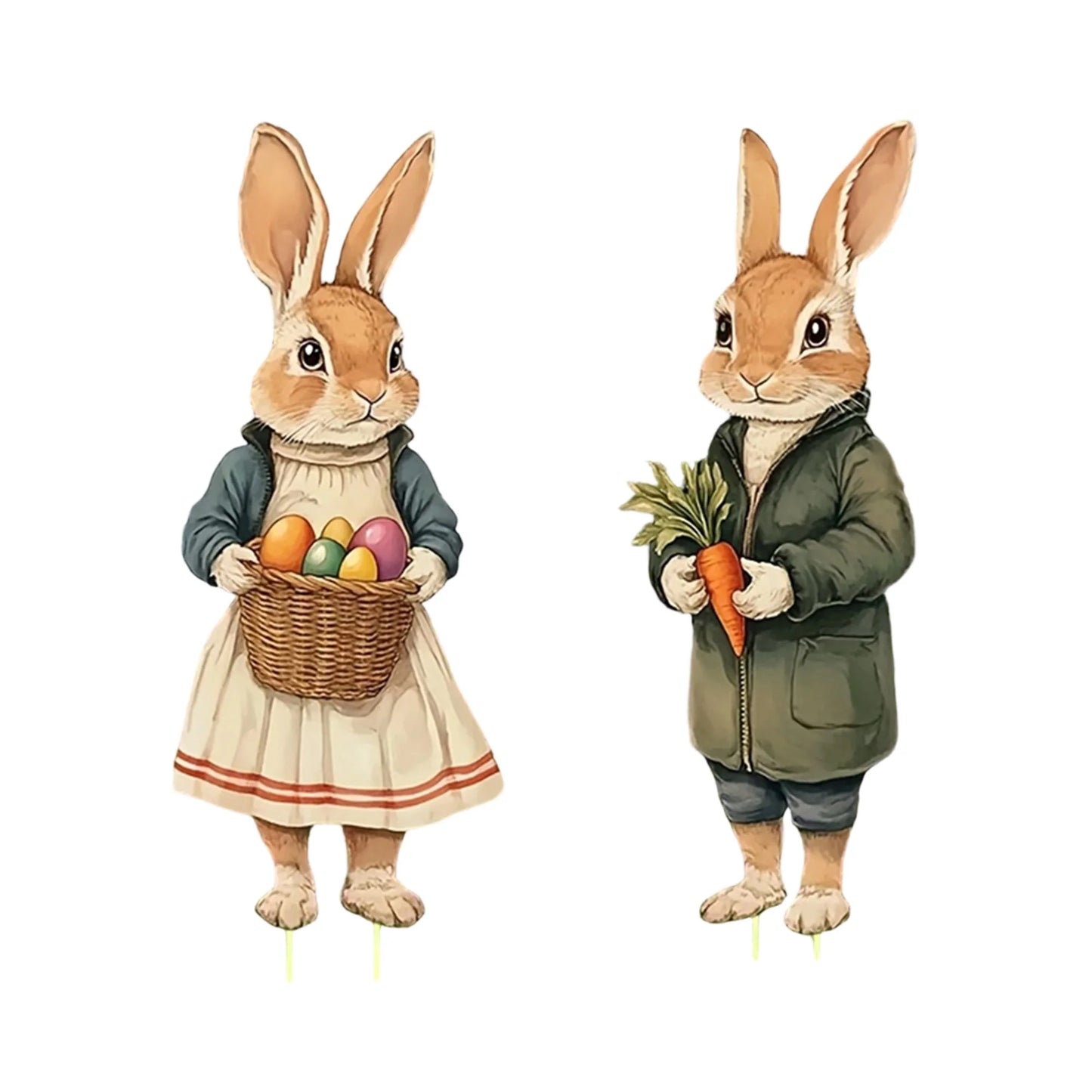 Springtime Bunny Garden Stakes Easter Yard Decor Whimsical Outdoor Signs