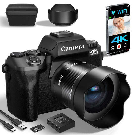 Gavonde 4K 64MP WiFi Vlogging Camera Front and Rear