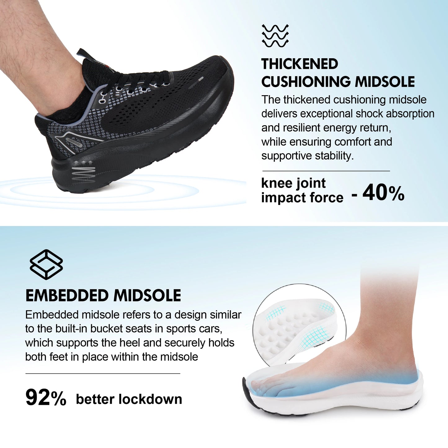 Men Slip On Wide Toe Box Shoes With Arch Support For Running And Walking