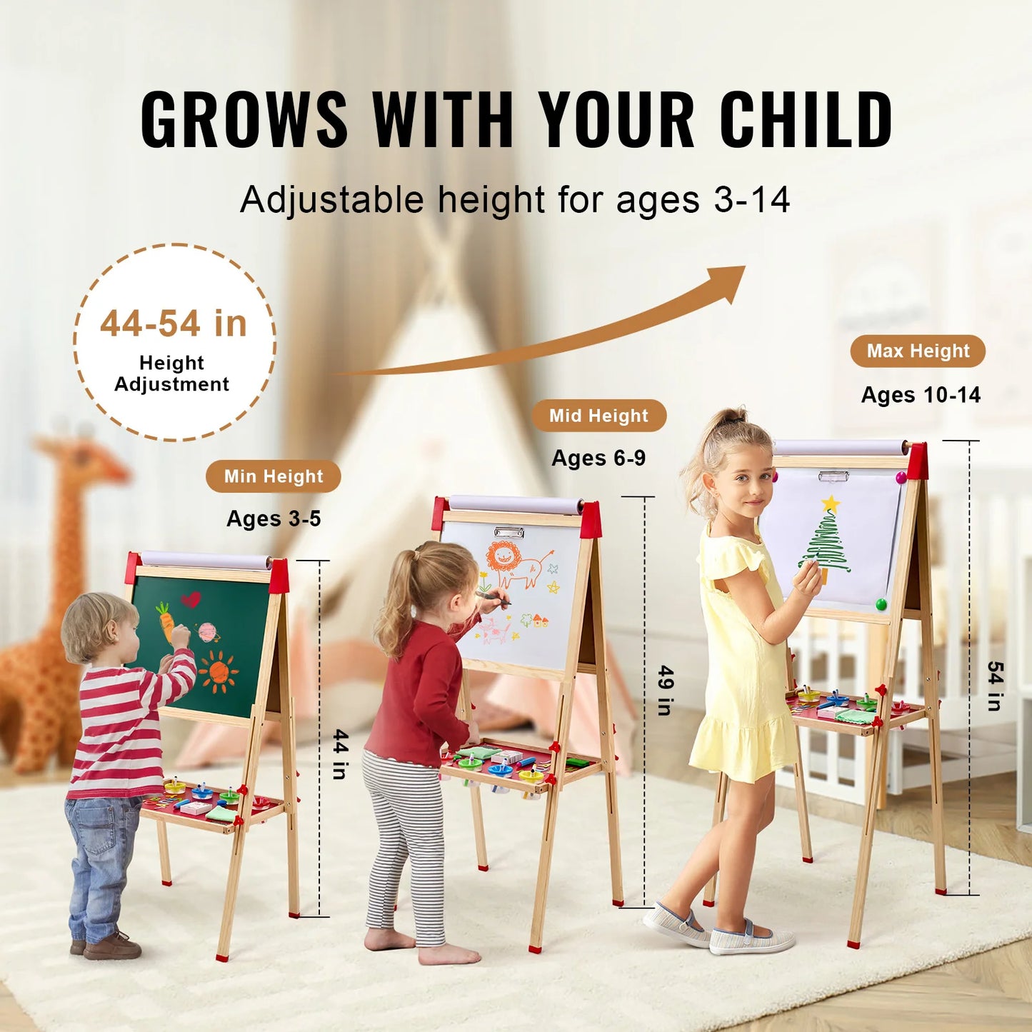 SucceBuy Wooden Magnetic Drawing Board For Kids DoubleSided Whiteboard