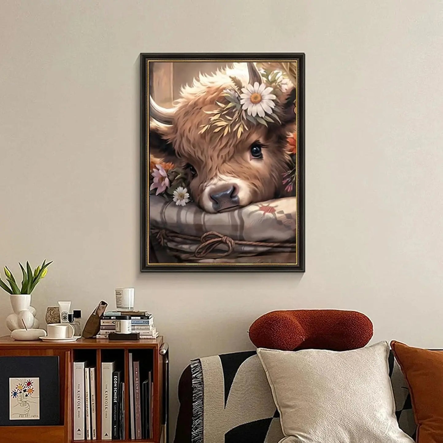 Highland Cow Diamond Painting Kit 5D Round Gems With Canvas