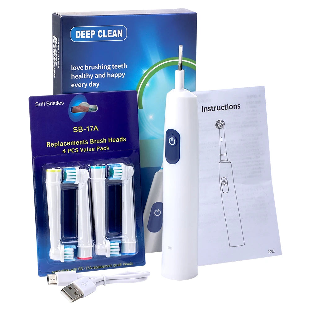 AFDEAL Electric Toothbrush Rotating Rechargeable With 4 Heads And 5 Modes