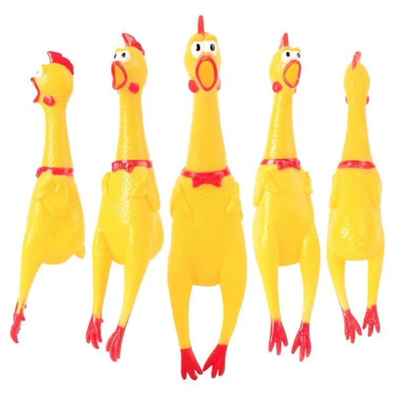 DKSTINYE Squeaky Chicken Dog Toy Rubber Chew Squeaker