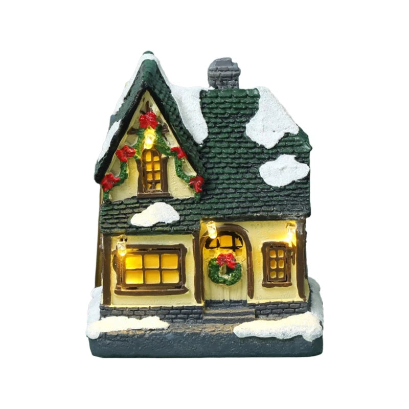 Luminous Resin LED House Village Ornament For Christmas Display