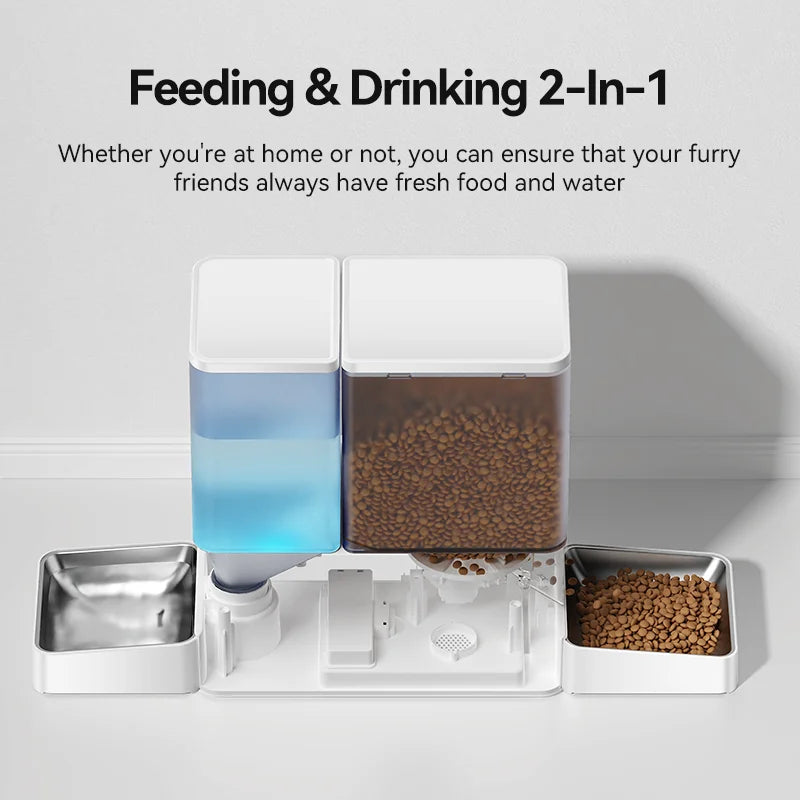 ROJECO 2In1 Automatic Pet Feeder And Water Fountain For Cats
