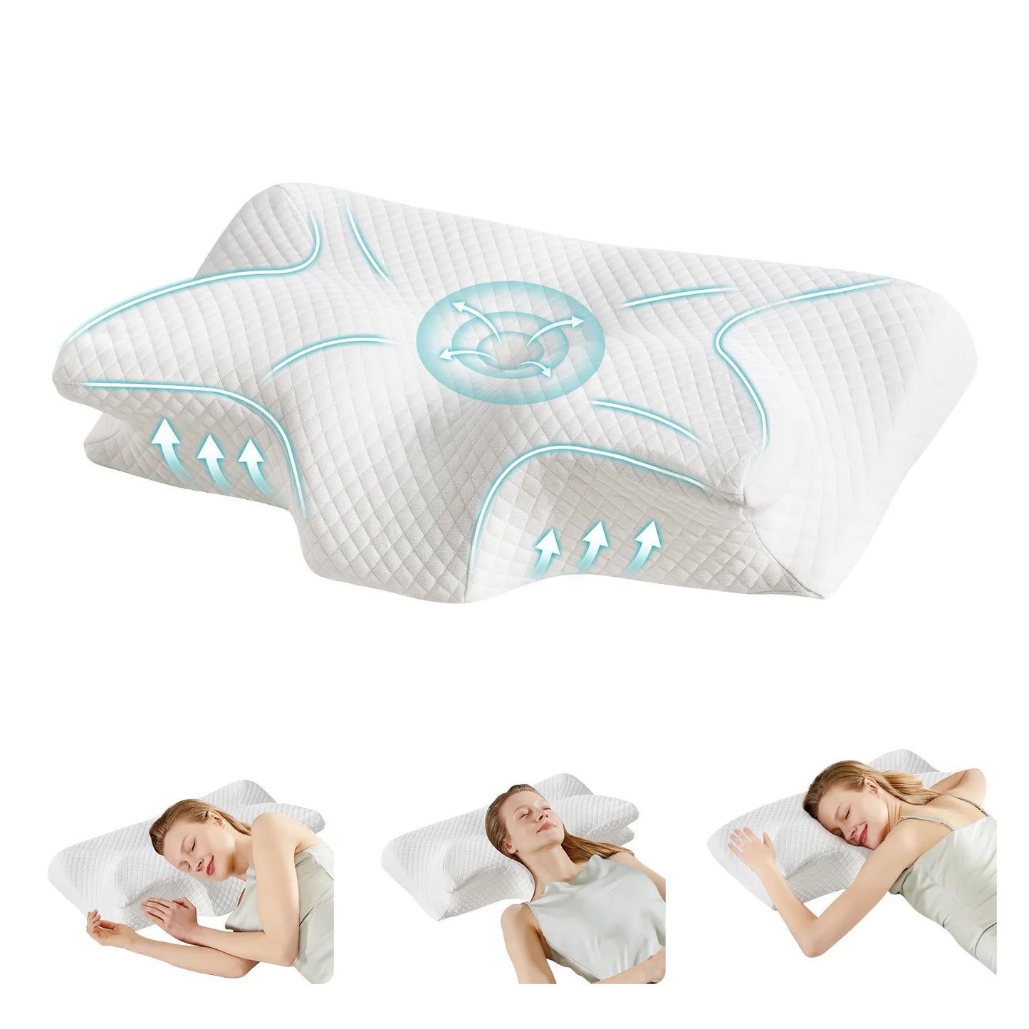JHK Ergonomic Cervical Memory Foam Neck Pillow With Cooling Cover