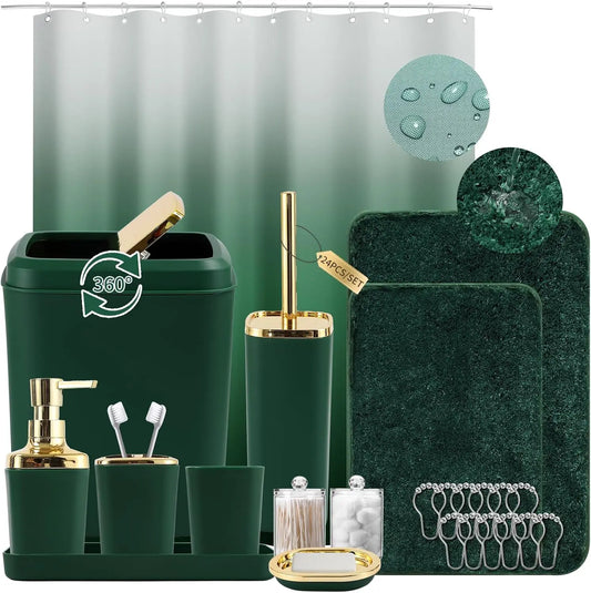 24-Piece Bathroom Set With Shower Curtain And Toilet Brush