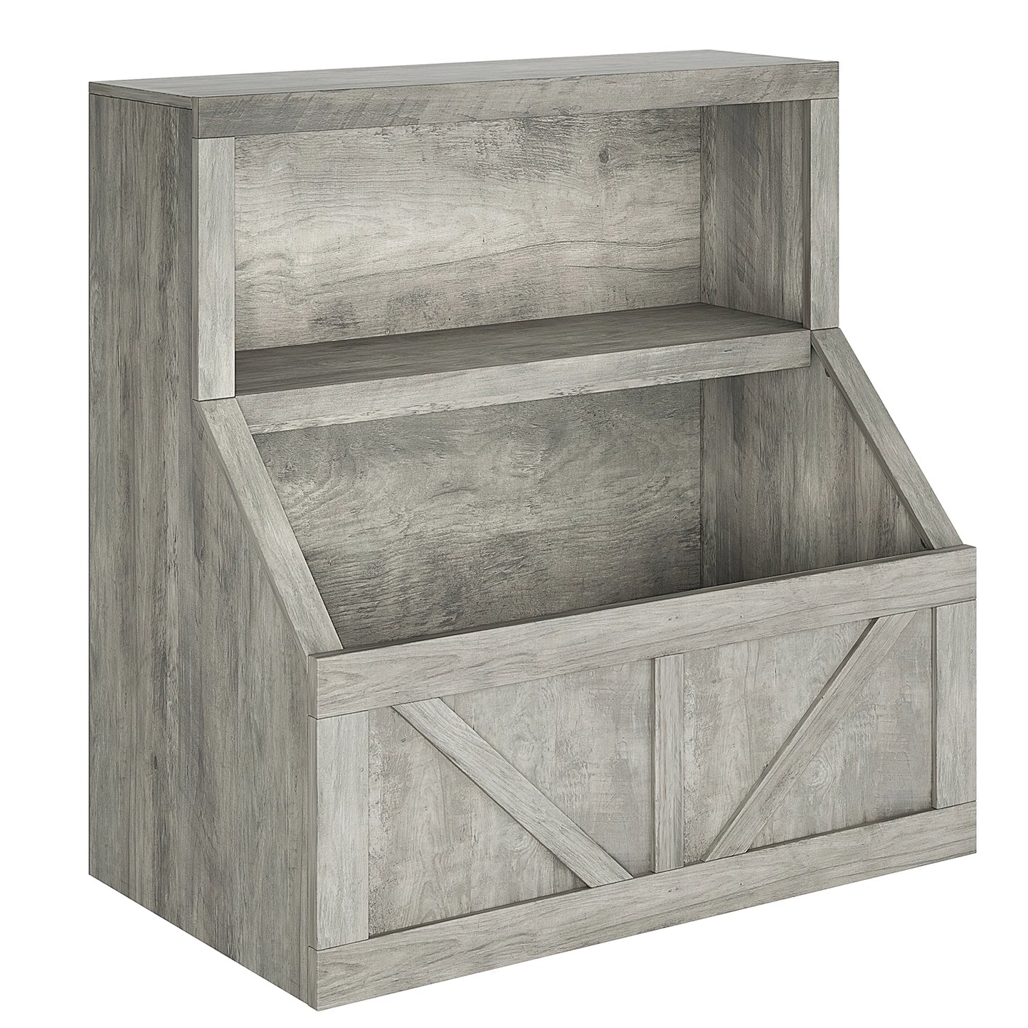 Wooden Kids Bookshelf With Cubby Toy Storage Organizer For Playroom