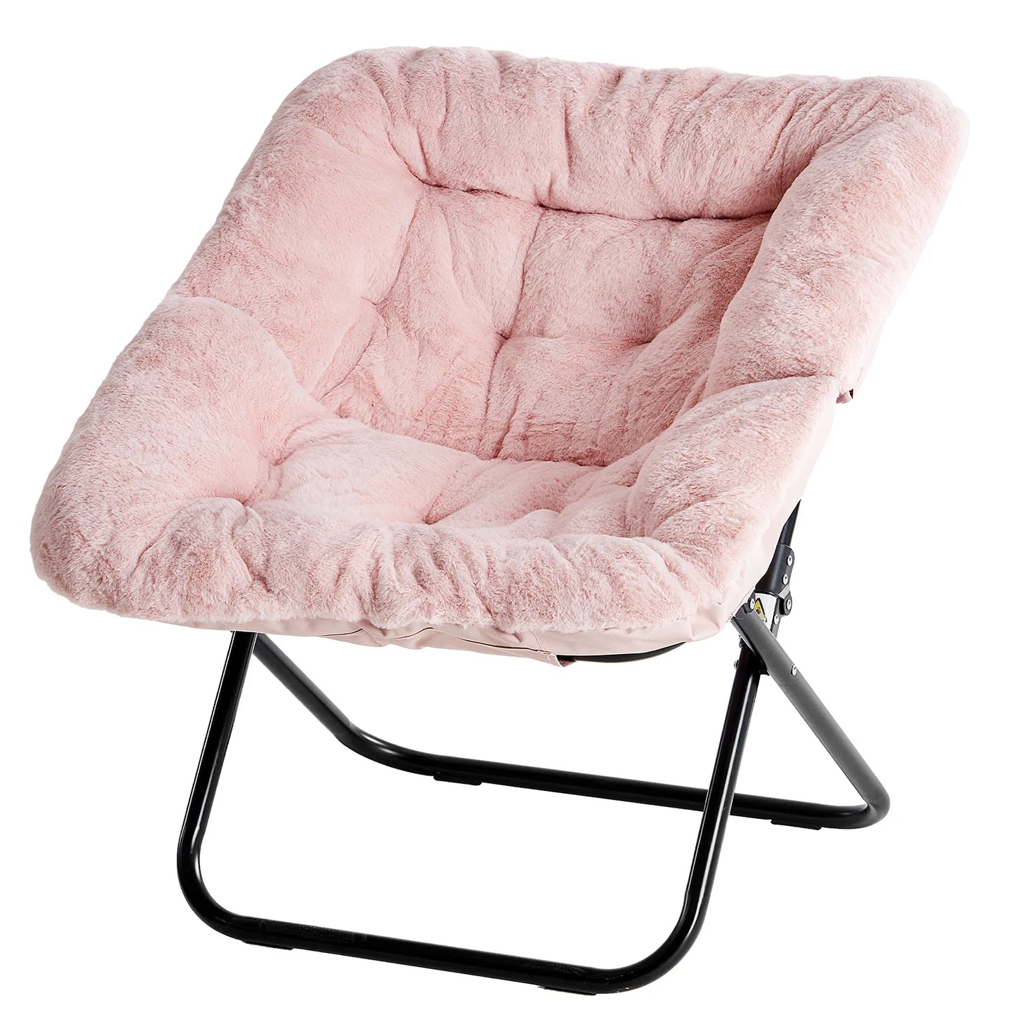 JHK Cozy Faux Fur Saucer Chair Folding Metal Frame