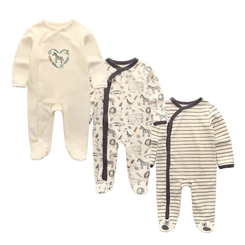 Pure Cotton Baby Romper Jumpsuit Long Sleeve Footies