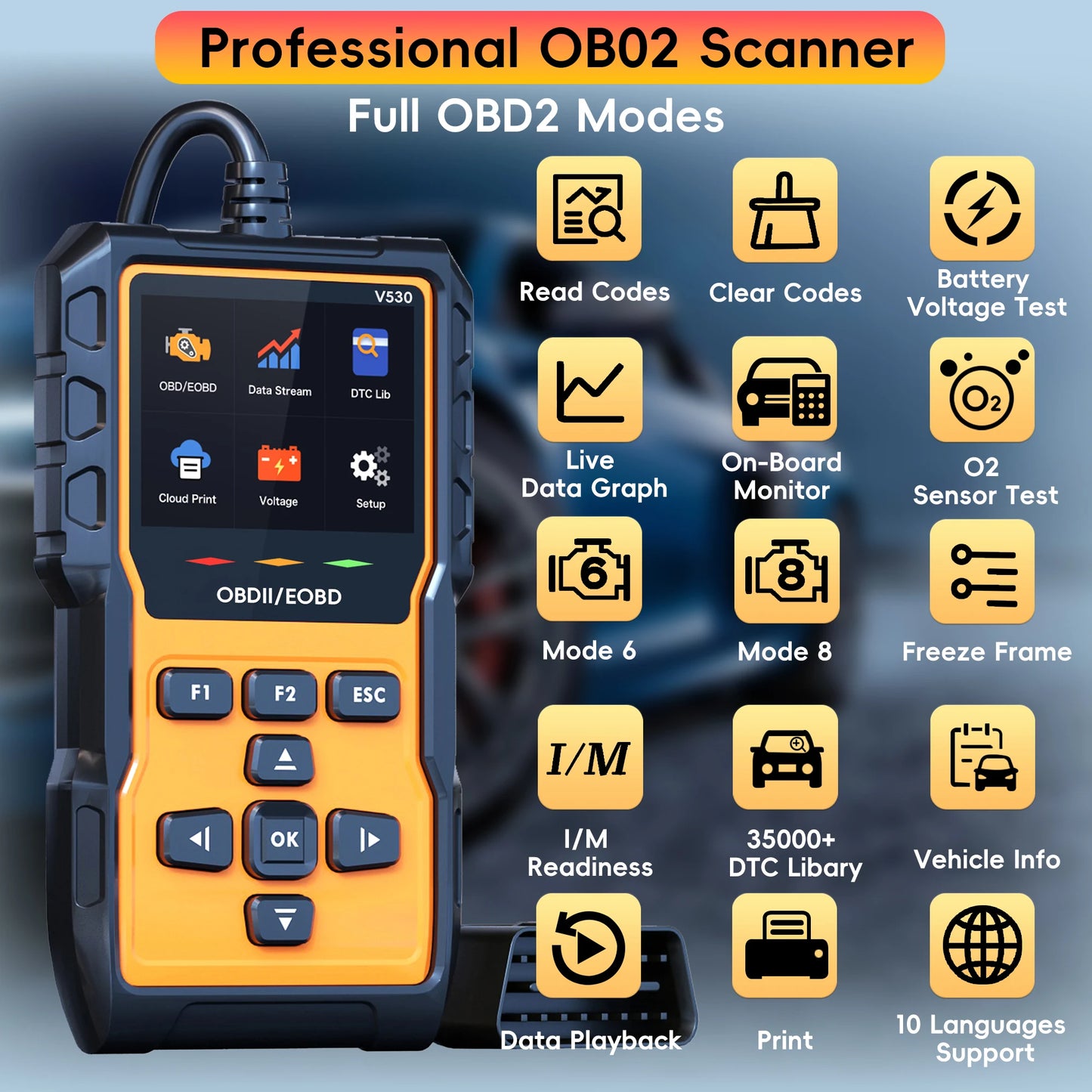 Hign-concerned OBD2 Scanner Diagnostic Tool Check Engine Codes Mode 6 8 Car Diagnostic Scan With Reset