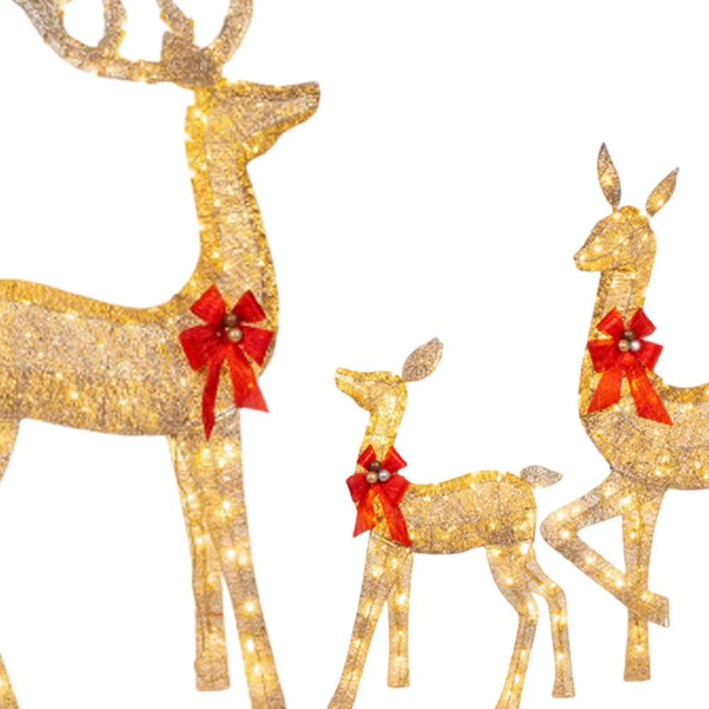 Electronic 3 Piece Christmas Deer Family Decor Lighted Reindeer Set