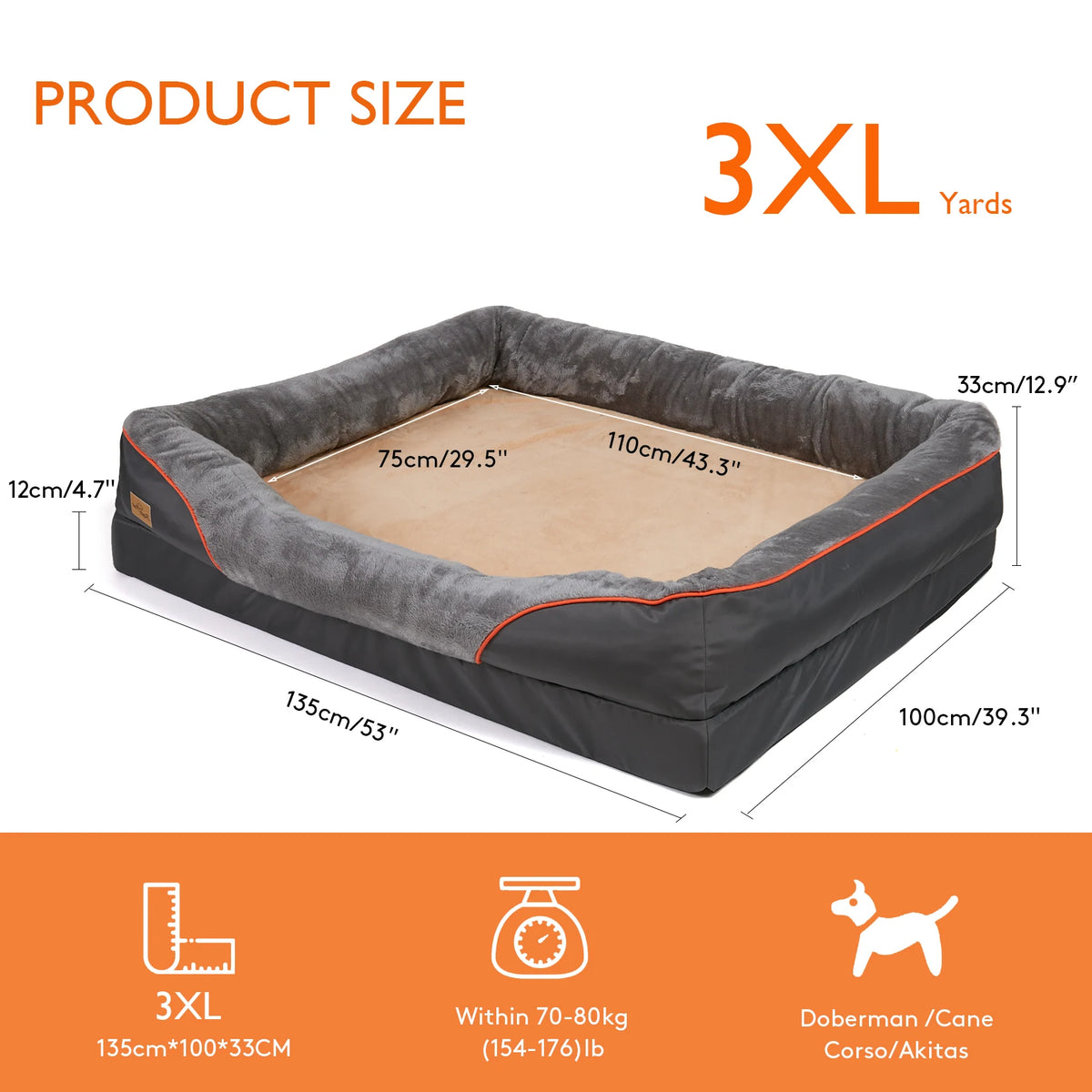Bingopaw Orthopedic Dog Bed Memory Foam Bolstered Pet Sofa