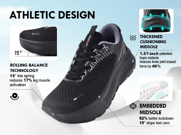 Men Slip On Wide Toe Box Shoes With Arch Support For Running And Walking