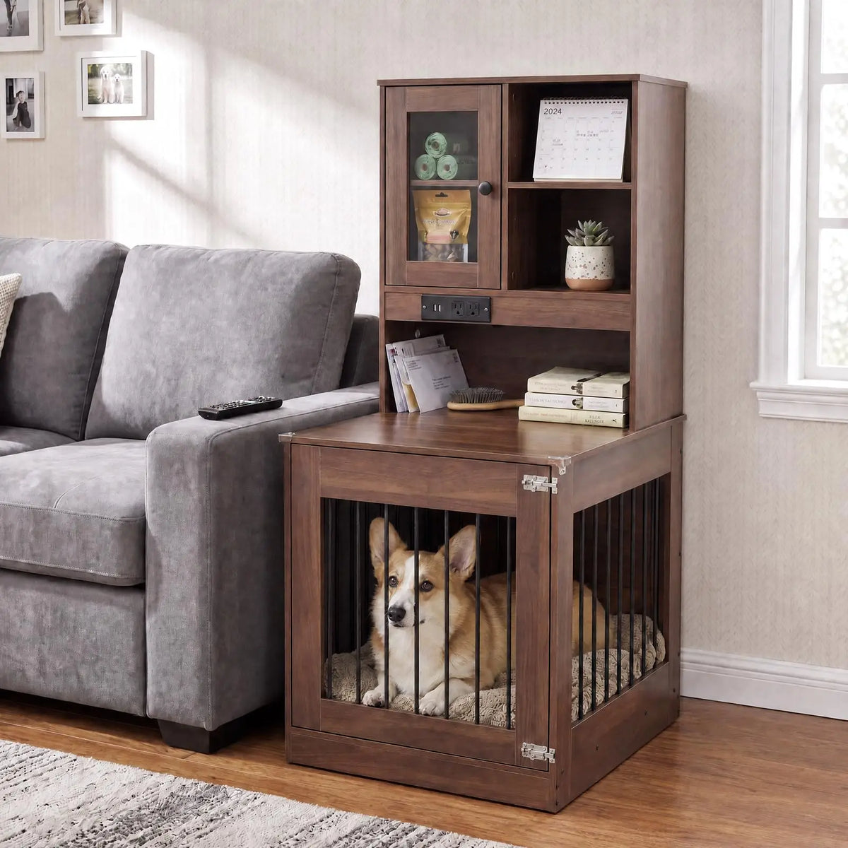 Nightstand with Spacious Kennel for Dogs