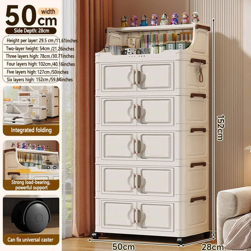 Foldable Plastic Multi Tier Storage Rack For Living Room