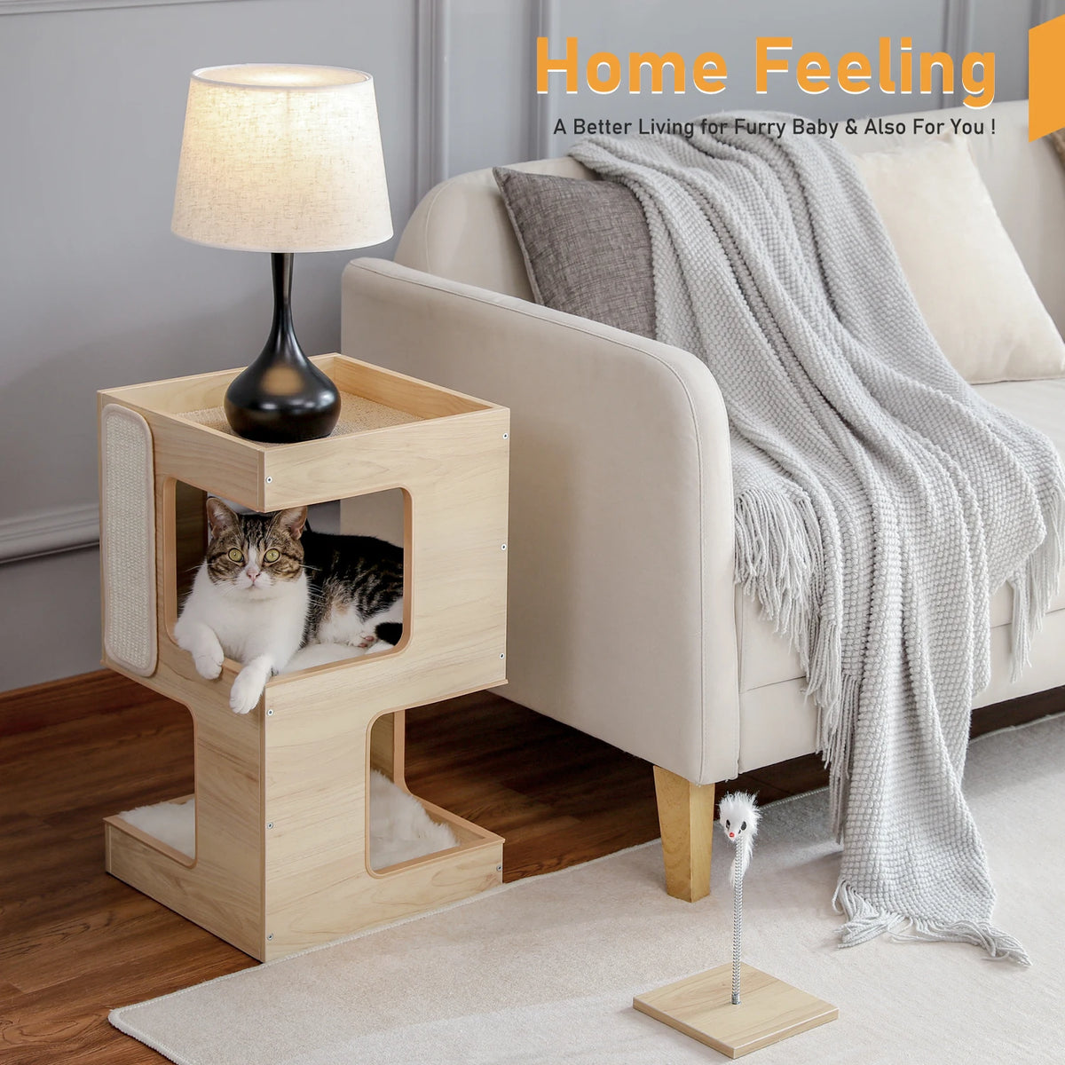 Road Cat Condo Bed With Scratching Pad Removable Mats