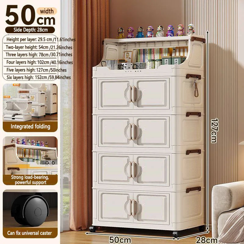 Foldable Plastic Multi Tier Storage Rack For Living Room