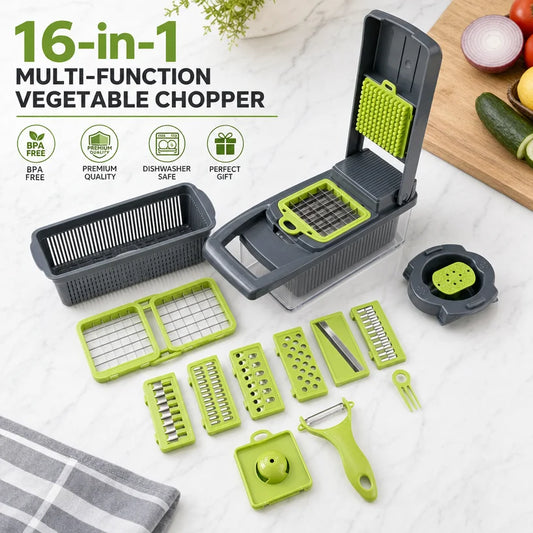Multi Blade Stainless Steel Vegetable Chopper For Kitchen Meal Prep