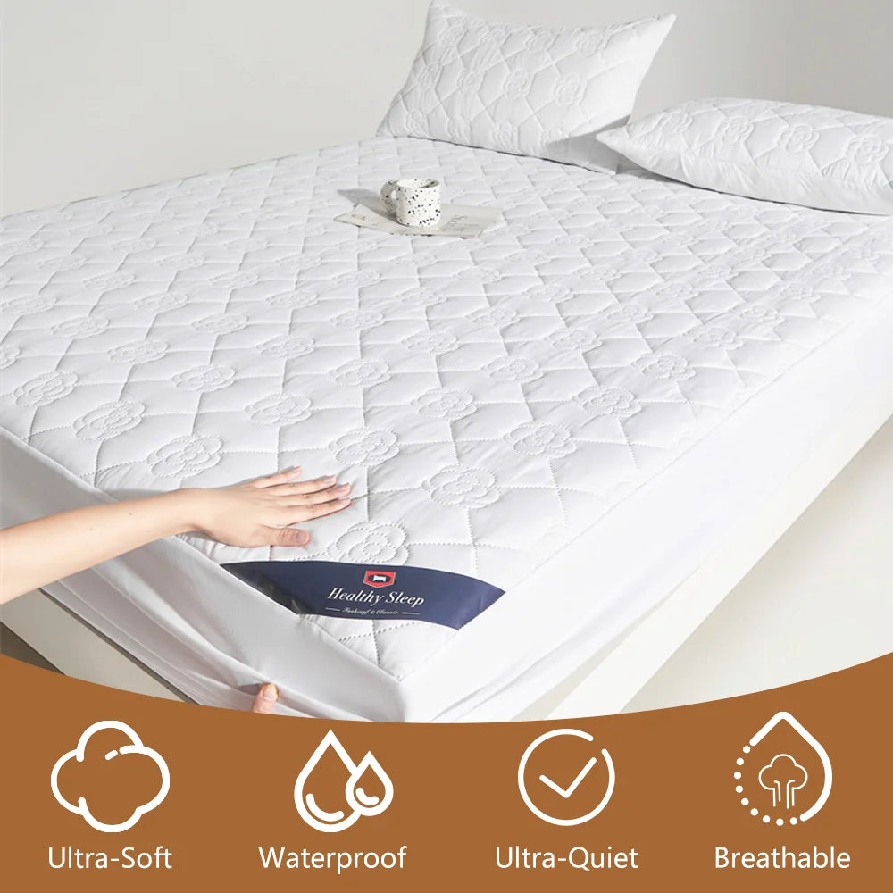 Waterproof Mattress Protector Set 3 Piece Soft Breathable Sheet Pillowcase