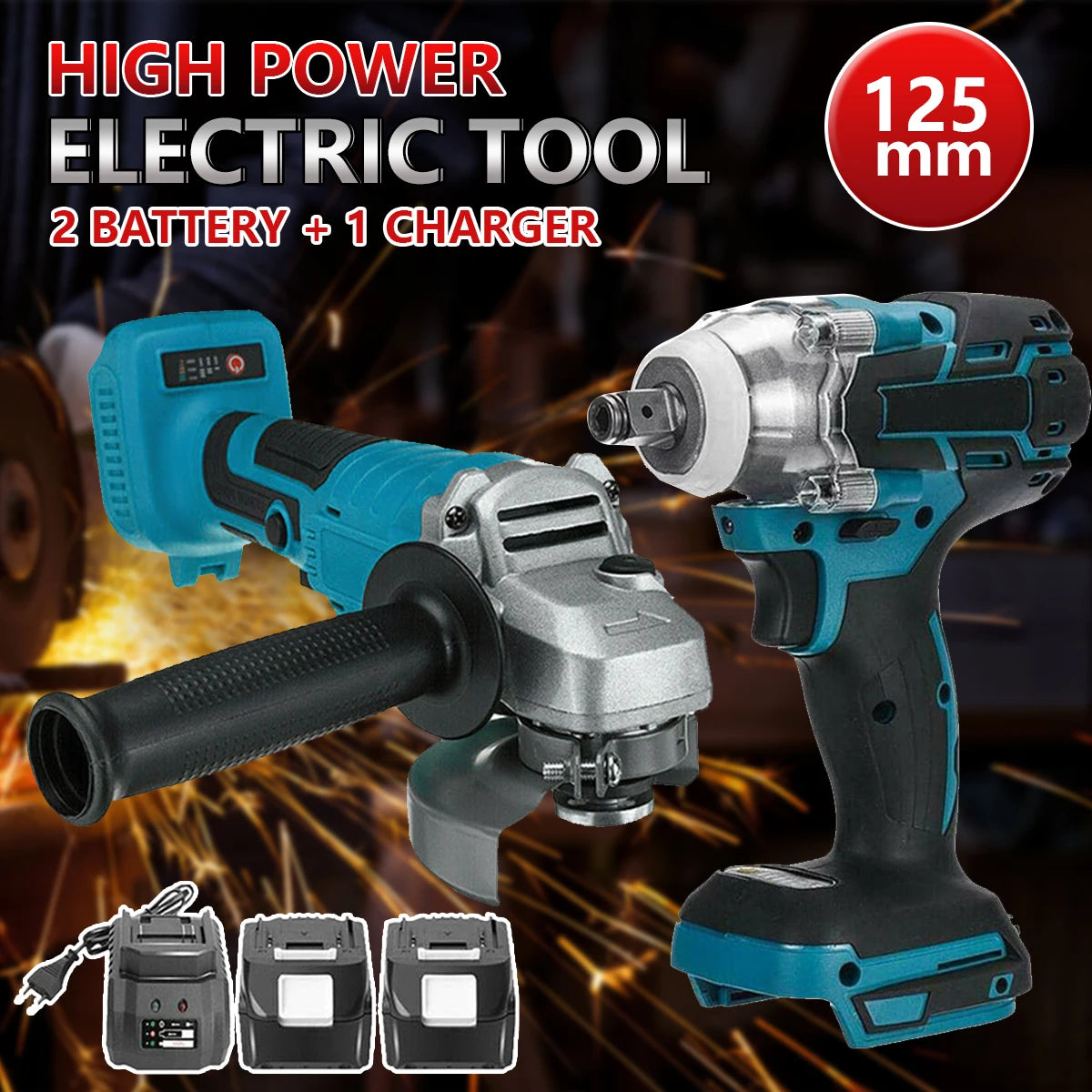 Hign-concerned Brushless Angle Grinder 18V Makita Battery Kit