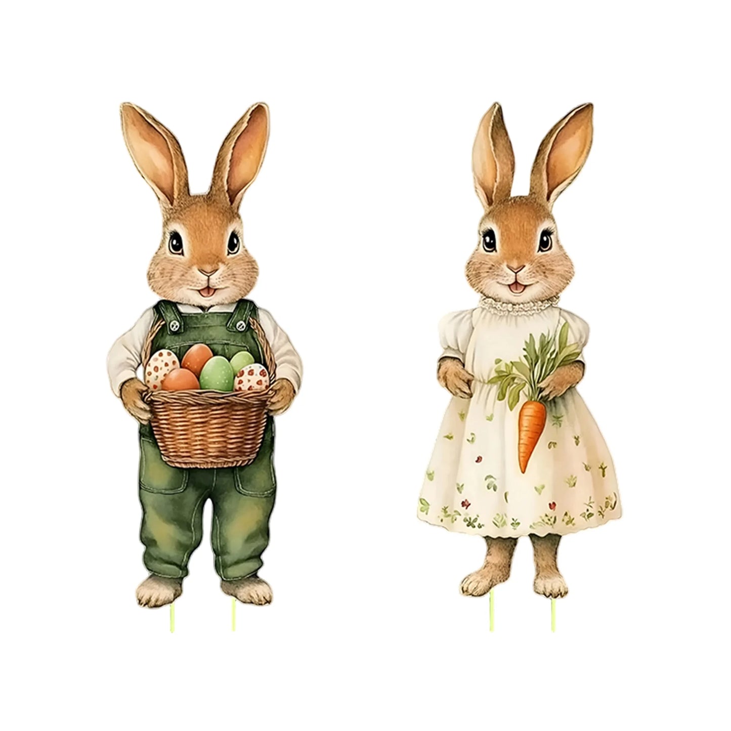 Springtime Bunny Garden Stakes Easter Yard Decor Whimsical Outdoor Signs