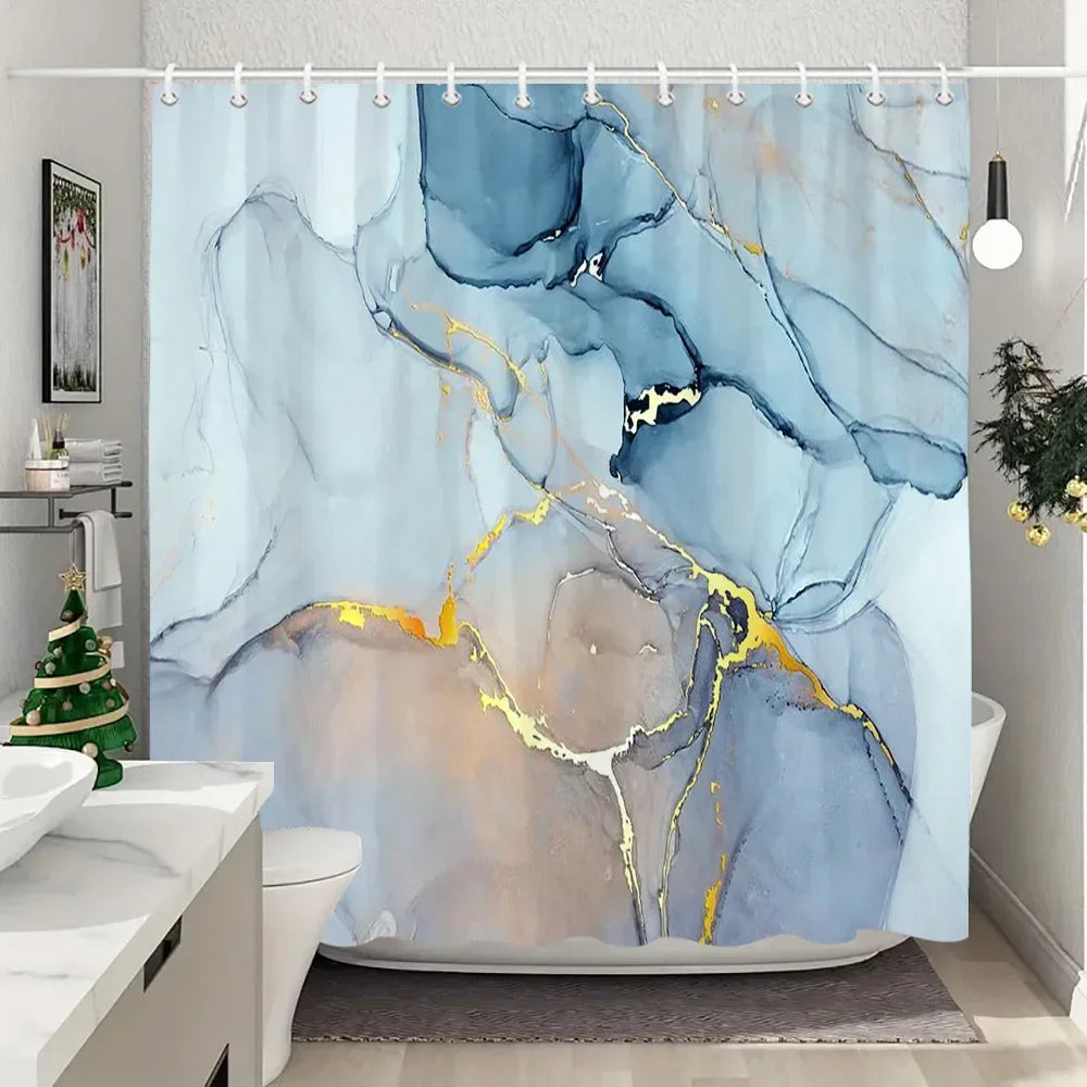 JEJOMEAG Marble Shower Curtain Textured Pattern Polyester Washable