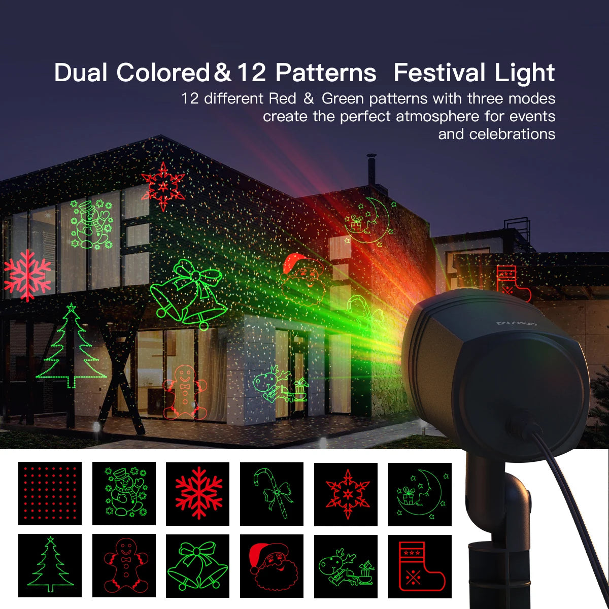 DXst Christmas Outdoor Projector Lights With Remote 12 Patterns