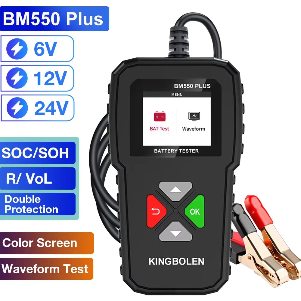 Kingbolen BM550 Plus Car Battery Tester 6V 12V 24V Device