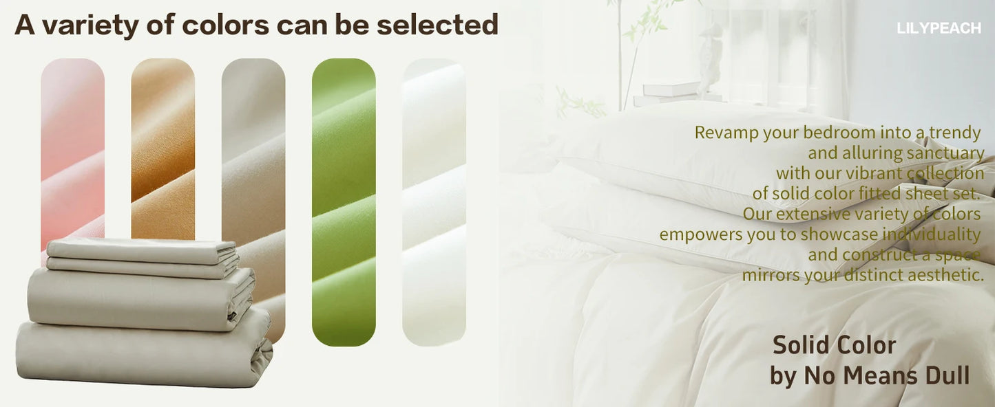 LISSTHERCN Fitted Sheet Set 3 Piece Cotton Bedding