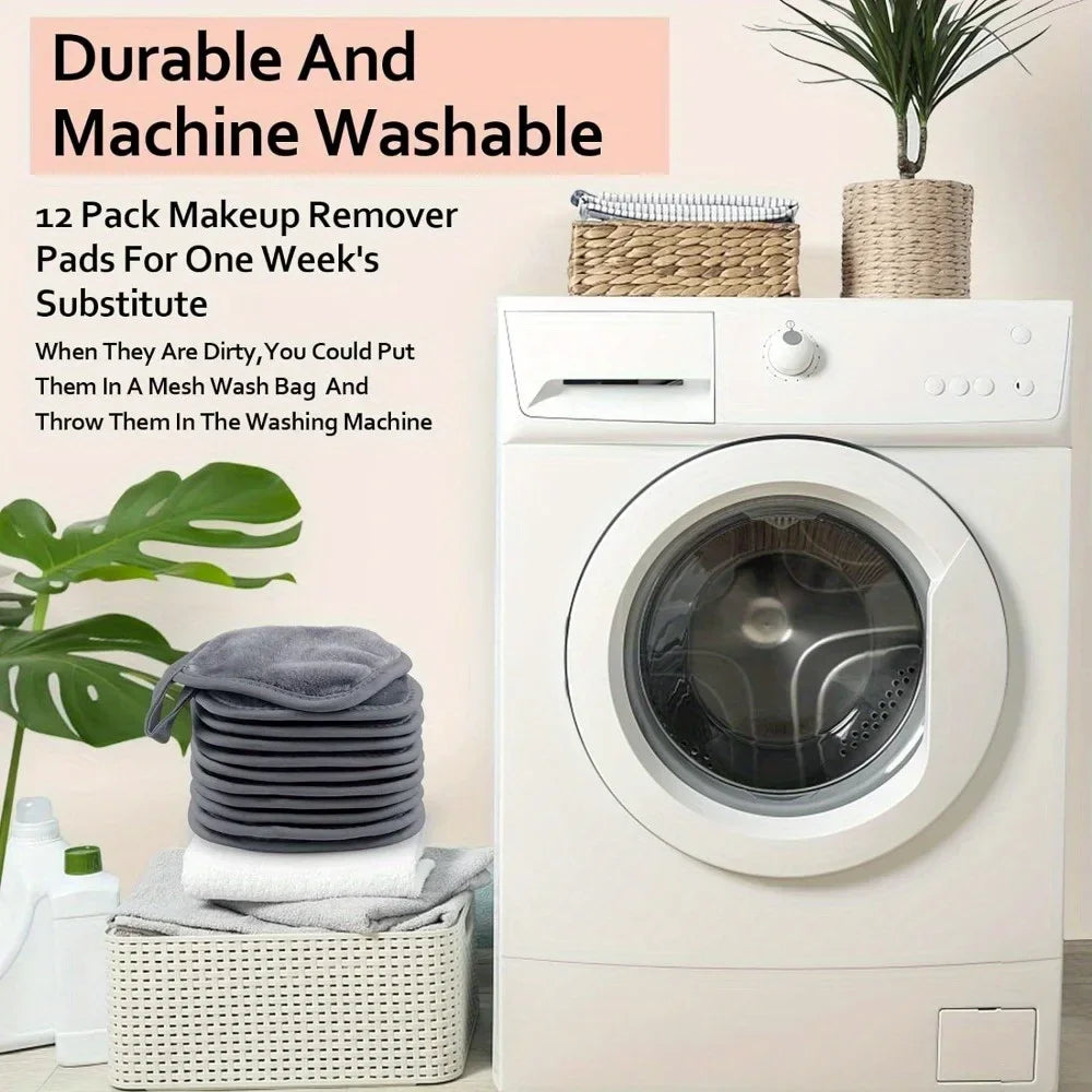 12 Pack Microfiber Makeup Remover Cloths For Face And Eyes Lips Reusable Soft Pads