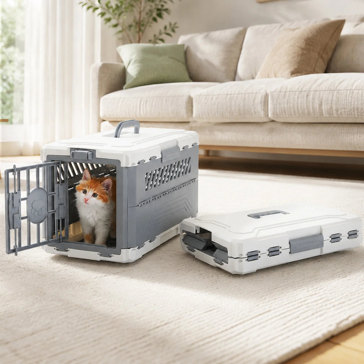 Road Foldable Pet Carrier with Secure Lock Door