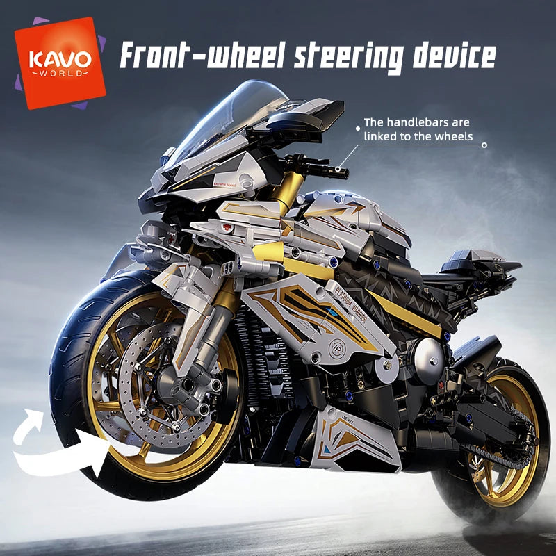 KAVOWORLD 1:5 Motorcycle Desktop Ornament Building Blocks Set