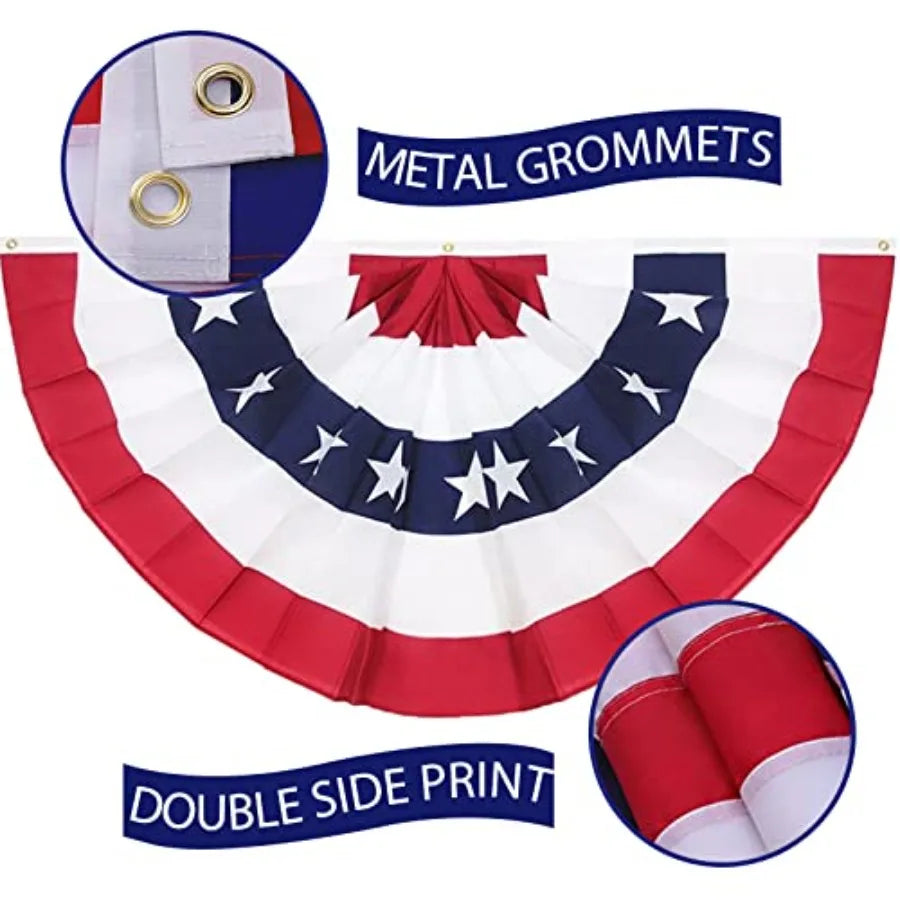 American Pleated Fan Flag Bunting Patriotic Banner Indoor Outdoor