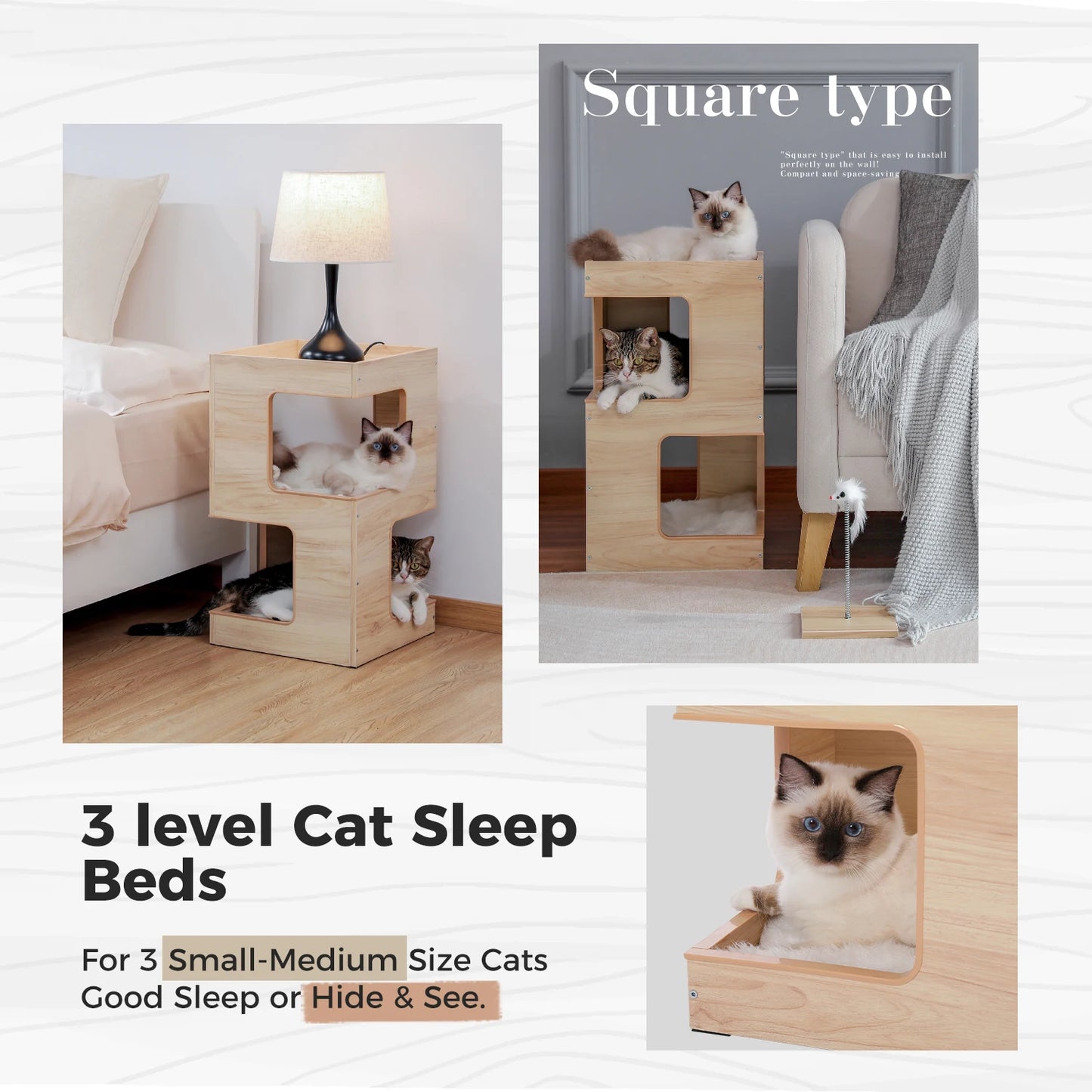 PAWZ Road Wood Cat Condo Tower With Scratching Pad Mats